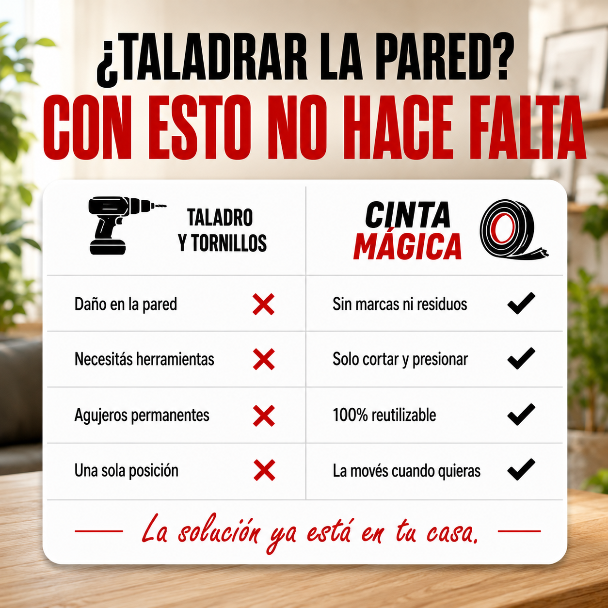Cinta Mágica – Pega Cualquier Cosa Sin Clavos ni Tornillos
