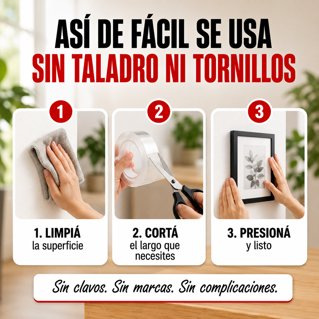 Cinta Mágica – Pega Cualquier Cosa Sin Clavos ni Tornillos