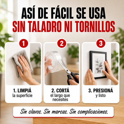 Cinta Mágica – Pega Cualquier Cosa Sin Clavos ni Tornillos